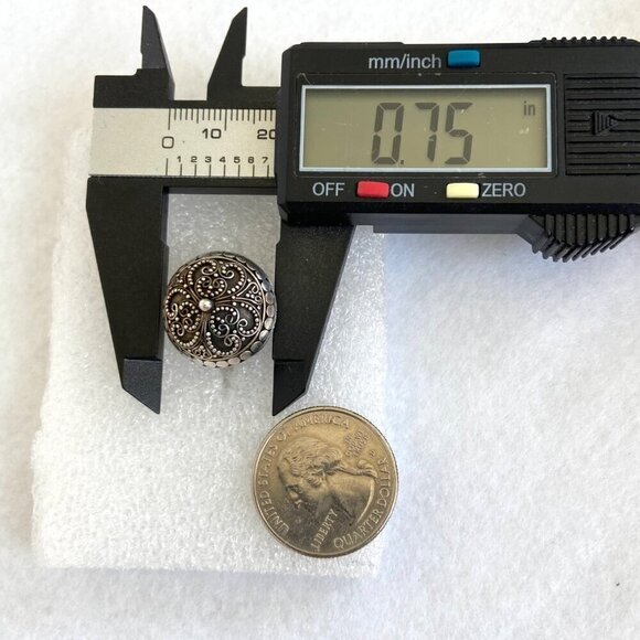 Sterling Silver 925 Round Domed Hollow Scrollwork Adjustable Ring Sz 8.25 - 9.5 - Picture 12 of 16